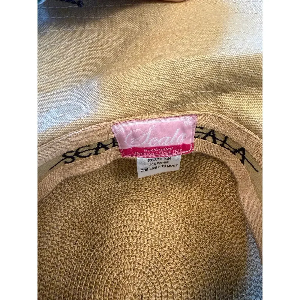 Scala Collezione Packable Mixed Media Sun Hat Paper Straw Crown Cotton Wide Brim